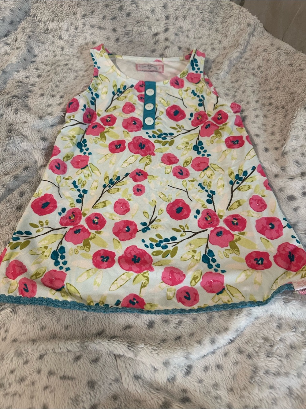 SweetHoney Pink Floral Top with Teal Accents
